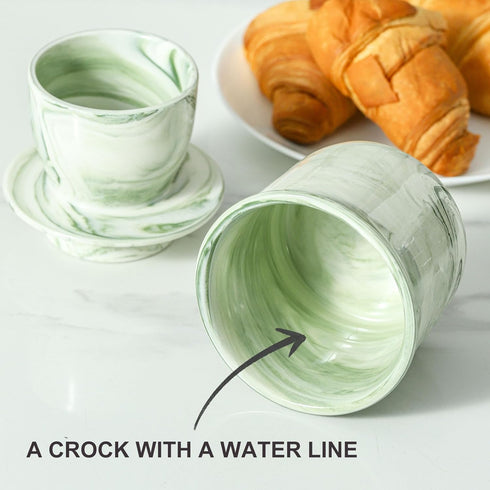 6 OZ Counter, Ceramic Butter Crock, Butter Keeper for French Butter Dish Big Capacity green