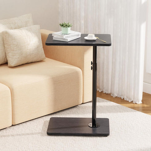 360Swivel TV Tray Table, Adjustable C Shaped Side Table for Couch, Couch Side Table C Table That Slide Under Couch Desk