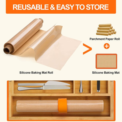 Silicone Baking Mat Roll - 12IN x 10FT Non Stick Heat Resistant Food Grade Mat, Washable Oil-Proof Liner