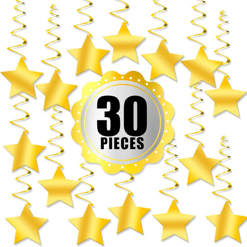 KatchOn Gold Star Hanging Swirls - Pack of 30, No DIY | Gold Star Decorations for Party and Events