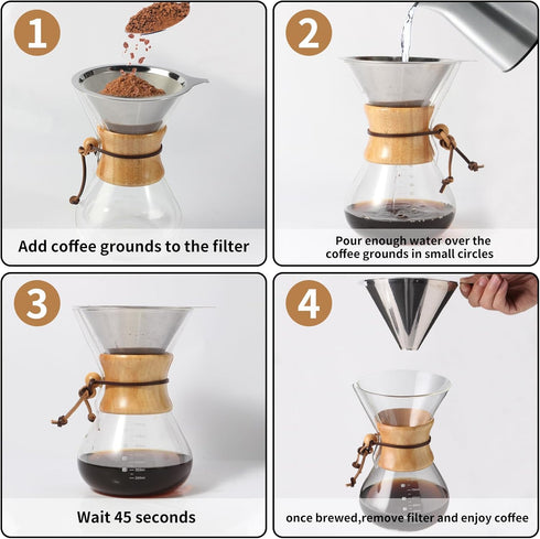 Subjectthree 8 Cup Classic Series Pour Over Coffee Maker, High Heat Resistant