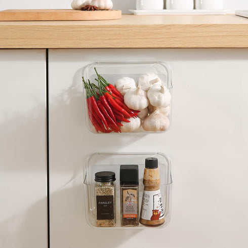 4 Pack, Packet Kitchen Under Sink Cabinet Door Organizer, Adhesive Clear Acrylic Wall Mount Shelf, Bathroom Makeup