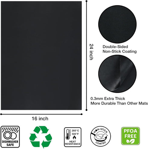 Oven Liners for Bottom of Oven - 4 Pack Large Heavy Duty Nonstick Mat for Electric & Gas Ovens, 16x24 Inch