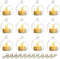 NUPTIO Set of 12 Hanging Glass Globe Candle Holders with LED Tea Lights - 2.36 inch Clear Votive for Party Decoration