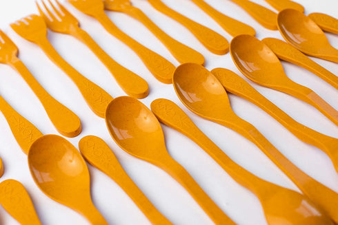 Knork Eco Plant Based 24 Pack Reusable Bamboo Flatware Set, Orange
