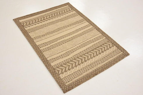 Unique Loom Outdoor Border Collection Area Rug - Lines (2' 2" x 3' 1" Rectangle, Beige/ Brown) by Unique Loom