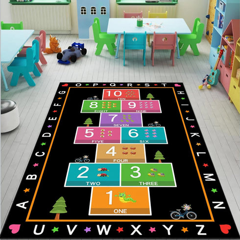 YLZLDKH Counting 31x47 Hopscotch Play Rug Carpet for Kids, ABC Alphabet Number Educational Rug, Children's Game Mat