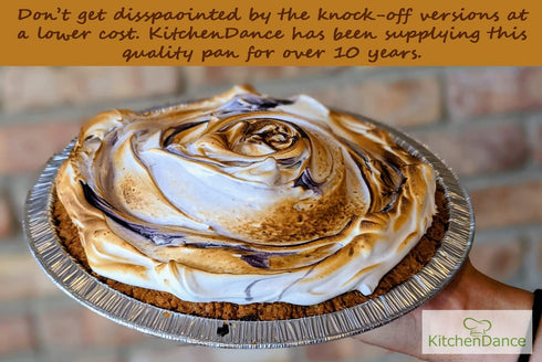 KitchenDance 10" Disposable Aluminum Foil Pie Pans Pack of 12 Strong & Sturdy Tins for Bakers and Cooking