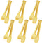 JCREN 6 Pack Serving Tongs, Stainless Steel Buffet Tongs, Small Gold Tongs Serving Set for Parties, 7 Inch