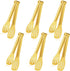 JCREN 6 Pack Serving Tongs, Stainless Steel Buffet Tongs, Small Gold Tongs Serving Set for Parties, 7 Inch