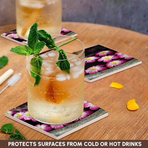 3dRose CST_76058_3 Flowers Floating in Water Fountain, Bangkok, Set of 4 Coasters