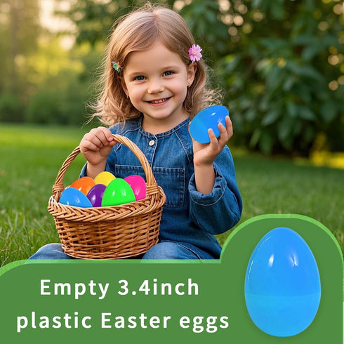 3.4 inch 12Pcs UOUYOO Empty plastic eggs unfilled plastic Easter eggs for Easter Egg Hunt Suprise Egg Stuffers Filler