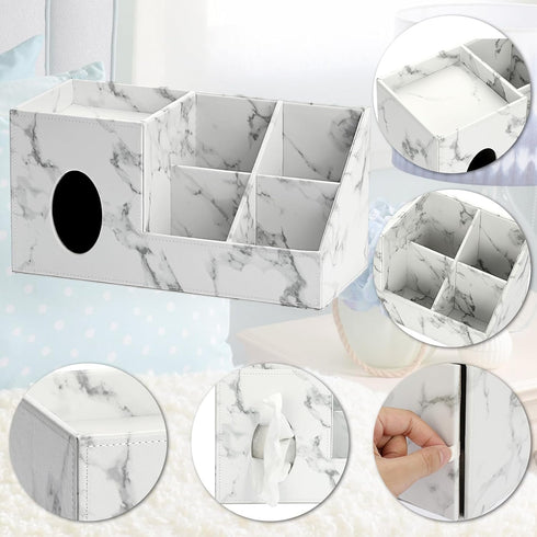 Sumnacon Square PU Tissue Box Cover, Stylish Leather Tissue Box Organizer for Bathroom, Living Room, and Office