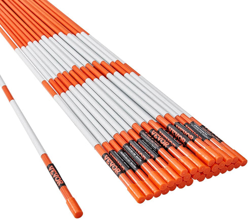 30 48 inch, 0.31 inch 12" VEVOR Driveway Markers, PCS Diameter, Orange Fiberglass Poles Snow Stakes with Reflective