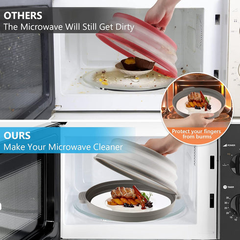 Microwave Splatter Cover with Plate Tray Set, BPA Free, 10.6 Inch Lid, Gray