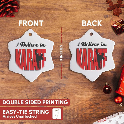 3dRose I Believe in Karate Snowflake Ornament