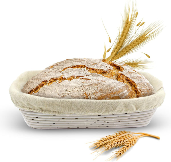 Banneton Bread Proofing Basket Handwoven Rattan Banneton for Artisan Sourdough, Includes Linen