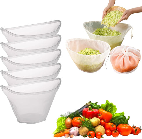 5PCS Ultra Fine Mesh Strainer Bags, Cheese Cloth Bags for Straining, Reusable