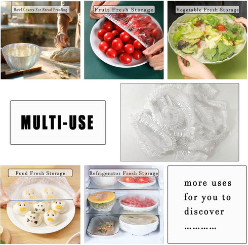 100pcs Elastic Bowl Covers for Bread Proofing, Plastic Wrap for Food, Vegetable, and Fruit Storage
