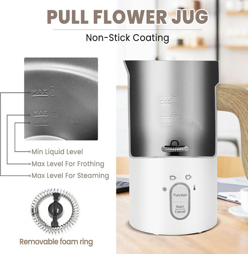 TUMIDY Foamer,4 1 Milk Frother Electric, Coffee Frother, Warm and Cold Milk IN Automatic Milk Warmer Stainless Steel