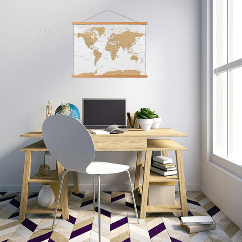 FALAMON Magnetic Poster Hanger Frame - 24x36, 24x18, 17x24 Teak Wood Magnet Frame for Posters & Photos
