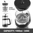 Sivaphe French Press 34oz, Lightweight Durable High Borosilicate Carafe Maker, 8 Cup Plastic Coffee Press