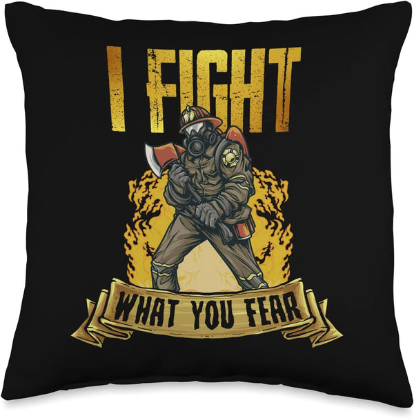 Fire Department Firefighter Safety Throw Pillow, 16x16, Multicolor | Fight What You Fear