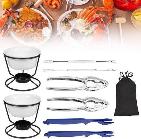 Crab Leg Crackers Seafood Tools Set includes 2 Crab Crackers, 2 Lobster