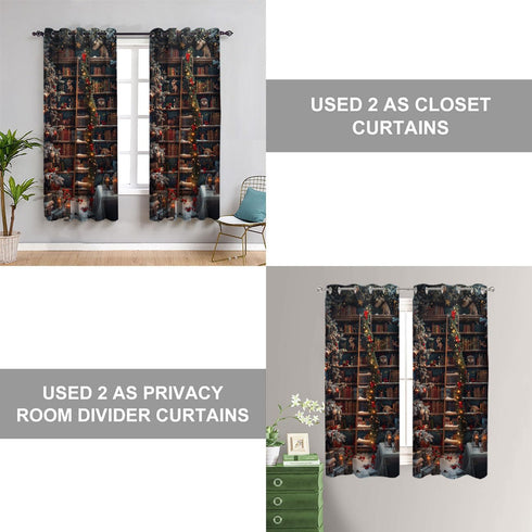 WUMINMIN 1 34" 80" Christmas Bookshelf Door Curtain for Doorway, Fantasy Library Books Room Darkening Curtain