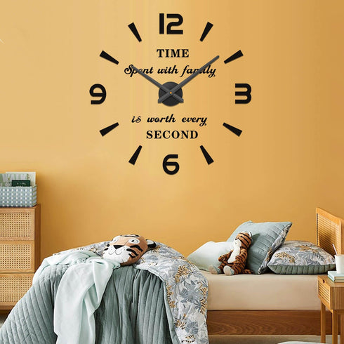 VANGOLD Oversized Wall Clock, Decorative Wall Clocks for Living Room Decor, Battery Operated, Black