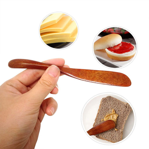 Honbay 6PCS (6.5 Inch) Handmade Wooden Butter Knife Jelly Cheese Spreaders Sandwich Spreaders Condiment Spreaders Mini