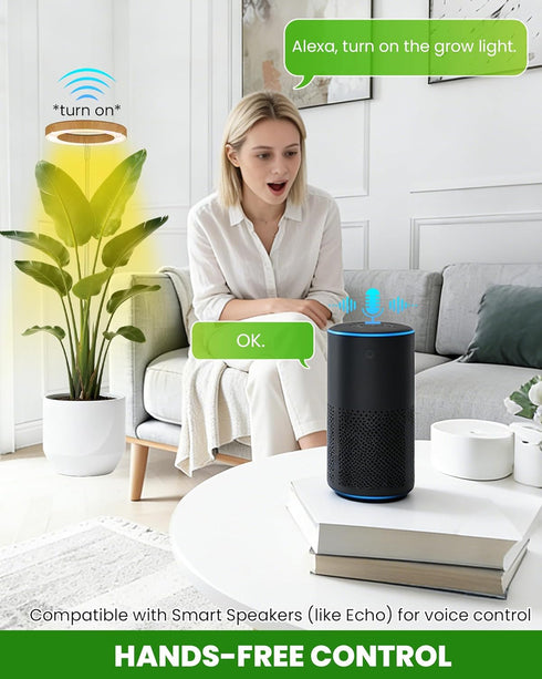 Plant Grow Light,yadoker Smart Plant Light Compatible with Alexa,Google for Indoor Plants,Height Adjustable,Customized