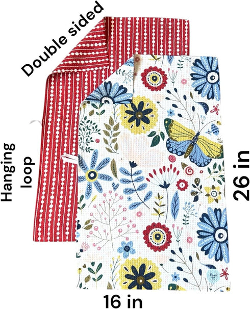 2 Pack || Double Sided|| Not Your Ordinary Dish Towels || Waffle Weave Microfiber || Tea Towels || Highly Absorbent ||