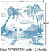 MEHOFOND Surf Shower Curtain, Retro Surfboard Tropical Theme Bathroom Decor Set with 12 Hooks, 72x72 Inches