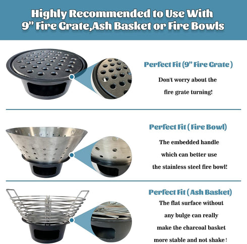 KAMaster Ash Can with Folding Handle Compatible with Large Big Green Egg,Charcoal Ash Collector Must Haves Green Egg