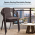 Set 1, VINGLI PE Rattan Outdoor Dining Chairs of Plastic Stackable Patio Chairs for Indoor, Porch, Restaurant, Garden