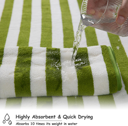 18 Set Loop-6 Towels,6 Towels,6 Set Pcs Green Stripe Bath Towel with Hanging Bath Hand Washcloths Soft Family Towels