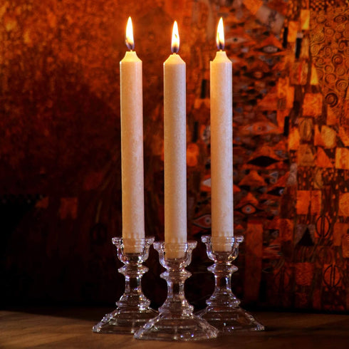 Tall Natural Marble Taper Dinner Candles - Clean Burning, Smokeless (16 Count)
