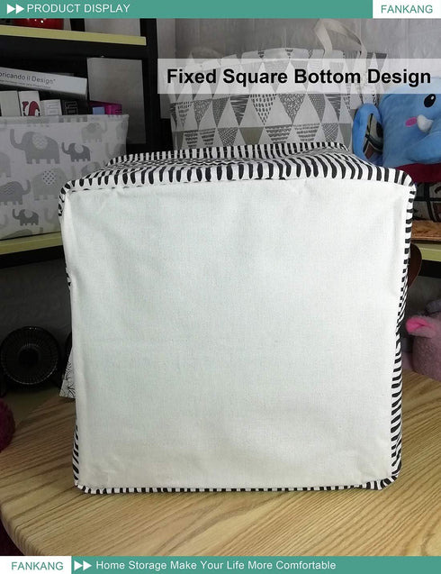 FANKANG Square Nursery Hamper Storage Bins - Foldable Canvas Laundry Basket with Waterproof Coating