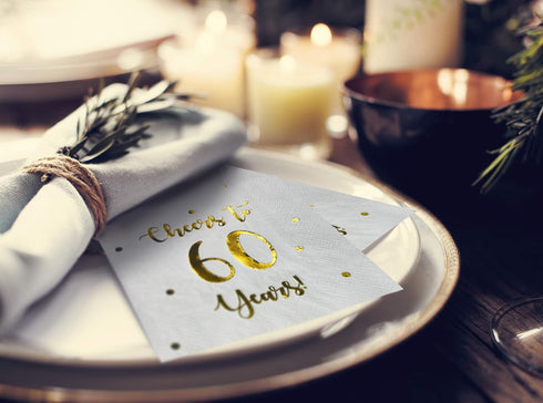Cheers to 60 Years Cocktail Napkins - 50-Pack 3-Ply Napkins for Happy 60th Birthday & Wedding Anniversary Party