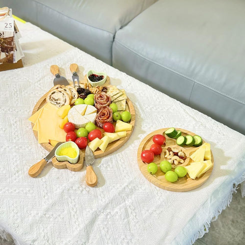 Charcuterie Boards Gift Set: Bamboo Cheese Board Set - Unique Gifts for Mom, Housewarming, Wedding, Bridal Shower