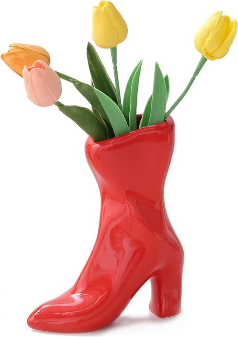 Female Boot Vase, Nordic Modern Ceramic Flower Vase for Home Decor, Table Centerpiece, Olive Plant, Wedding, Living