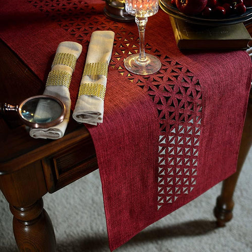 ARTABLE Burgundy Rectangle Table Runner, Fabric Home Garden Table Runner for Indoor and Outdoor Dining (16 x 120 Inch)