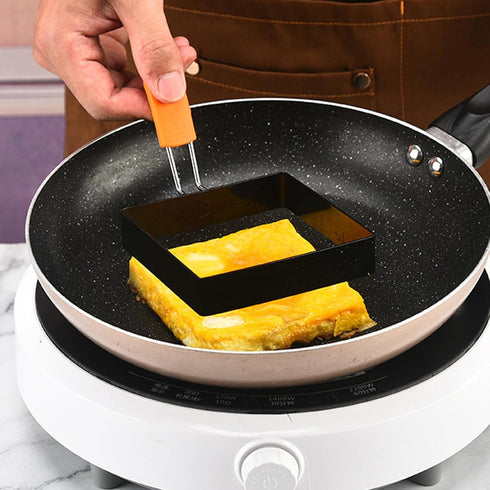 WOWITIS 4 4 Inch Egg,4" Large Pcs Sqaure Egg Ring for Griddle Frying Non-stick Stainless Steel Square Egg Mold,Square