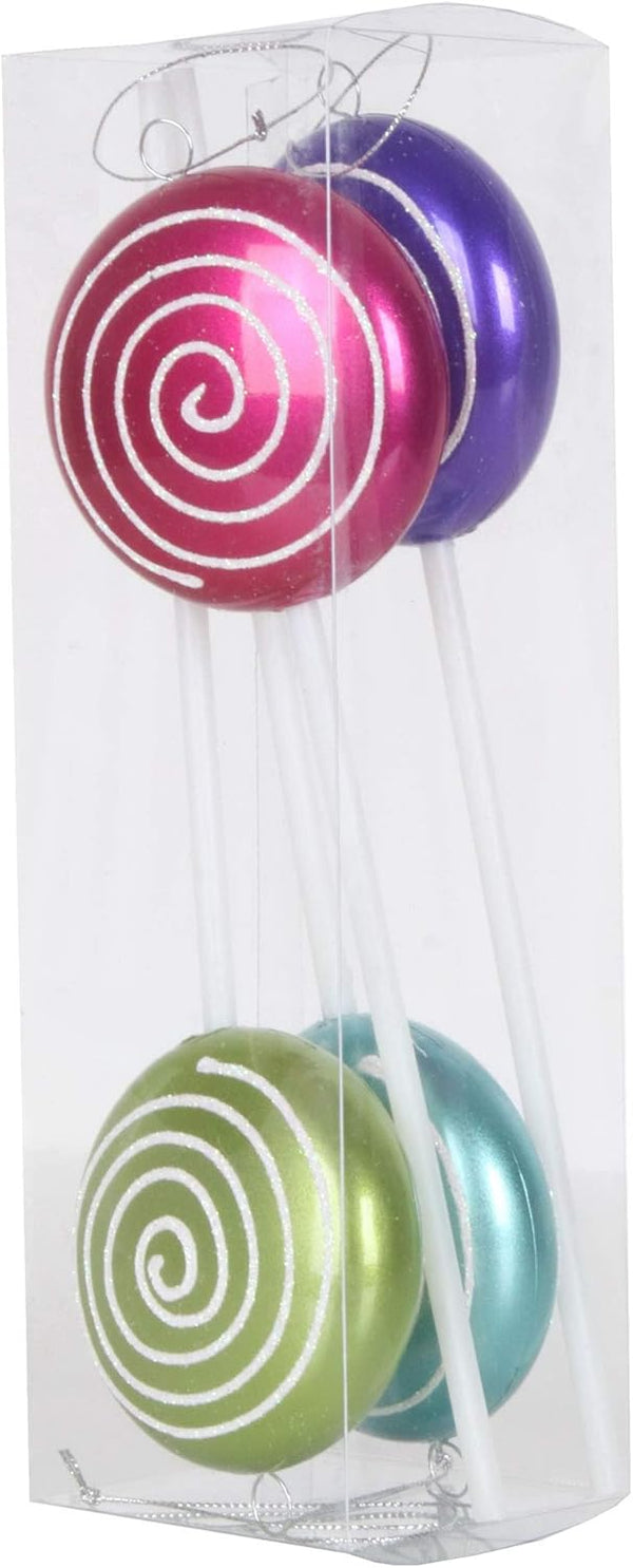Vickerman 10" Multi-Colored Candy Swirl Lollipop Christmas Ornaments, 4 per Box
