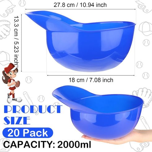 72 oz Favor(Blue,20 Tanlade Large Plastic Baseball Helmet Bowl Baseball Hats Bowls Snack Ice Cream Dessert Helmet Cups