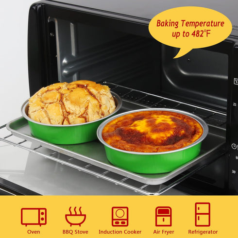 LNYZQUS 50 Pack Mini Cake Pans with Dome Lids, 8oz 4” Aluminum Small Pie Tins Ramekins for Baking