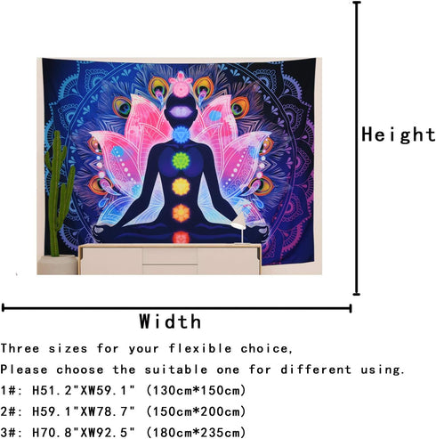 Maccyafst Seven Chakra Yoga Meditation Wall Hanging - Colorful Mandala Indian Chakra Tapestry for Studio