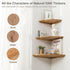Corner Shelf, Solid Oak Wood Floating Corner Shelf Wall Mount Round End Floating Speaker Shelves with Wire Hole