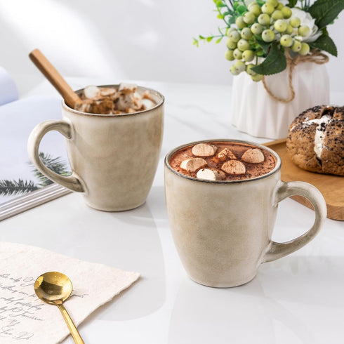Set 6, 12oz Set GBHOME Ceramic Coffee Mugs of Stoneware Coffee Mugs For Dad Mom Women MEN, Light Weight Coffee Cups